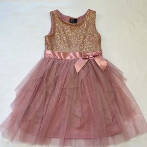Pink & Violet Little Girls Mauve Sleeveless Mesh Dress Size 6